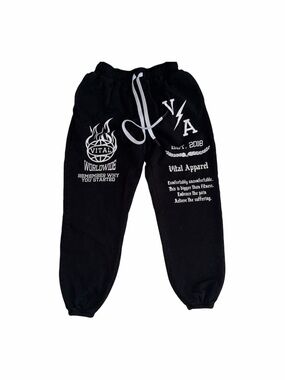 Vital Apparel Worldwide Black Graphic Sweatpants Size L